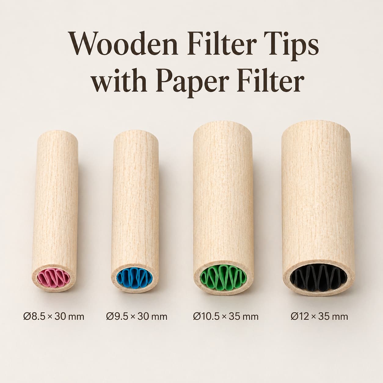 wooden filter tips with paper filter for joints